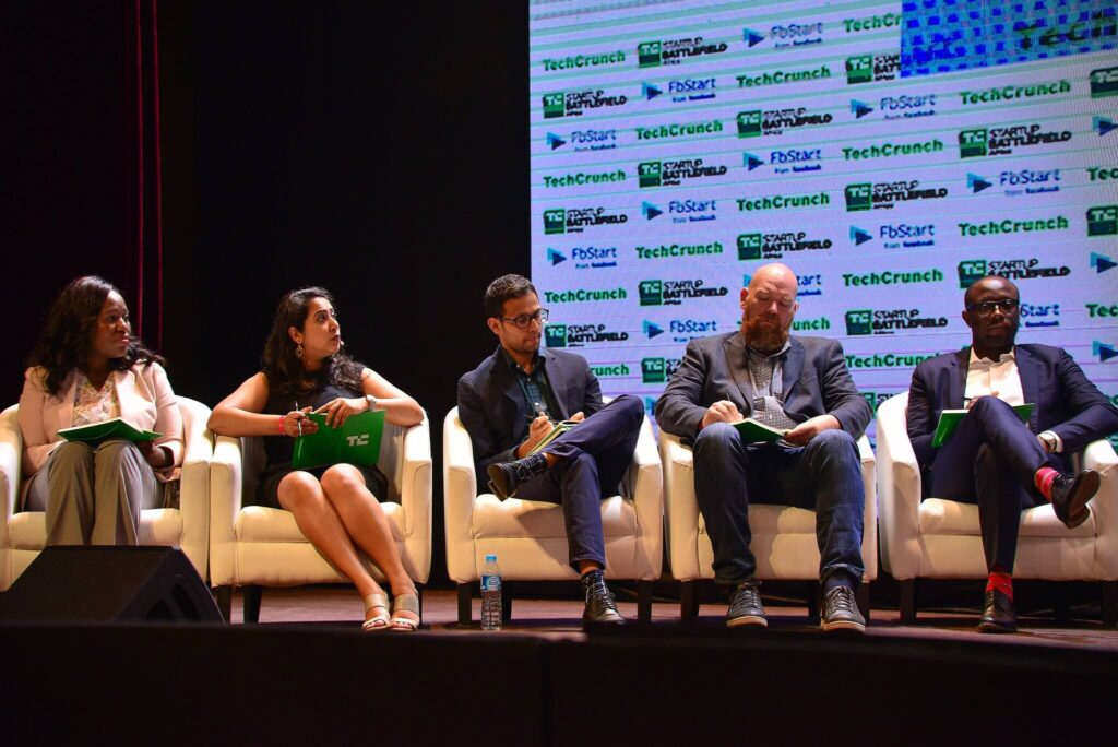 Tahira Dosani, second from the left, at TechCrunch Startup Battlefield Africa