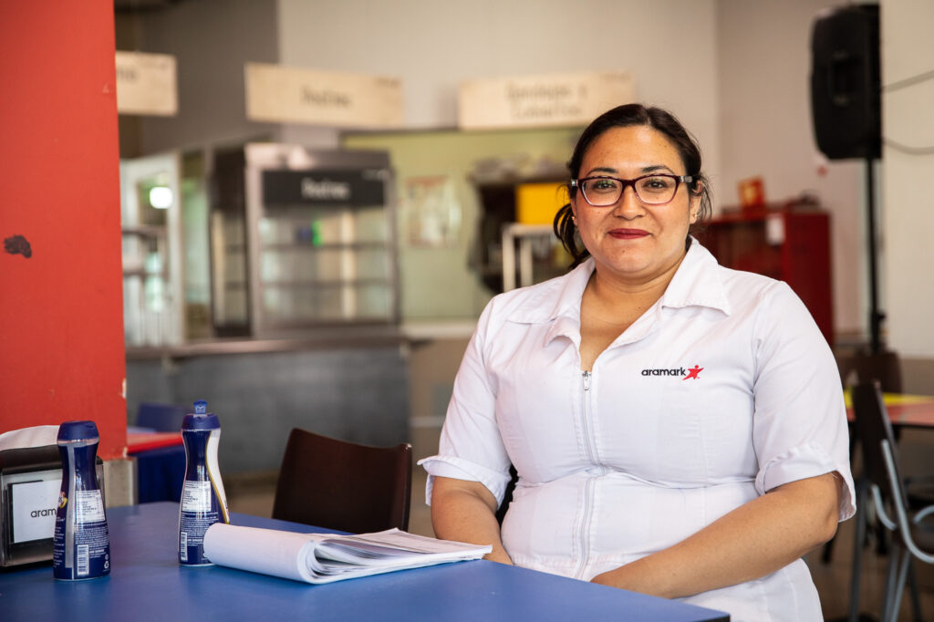 A client of Destacame sitting at a table