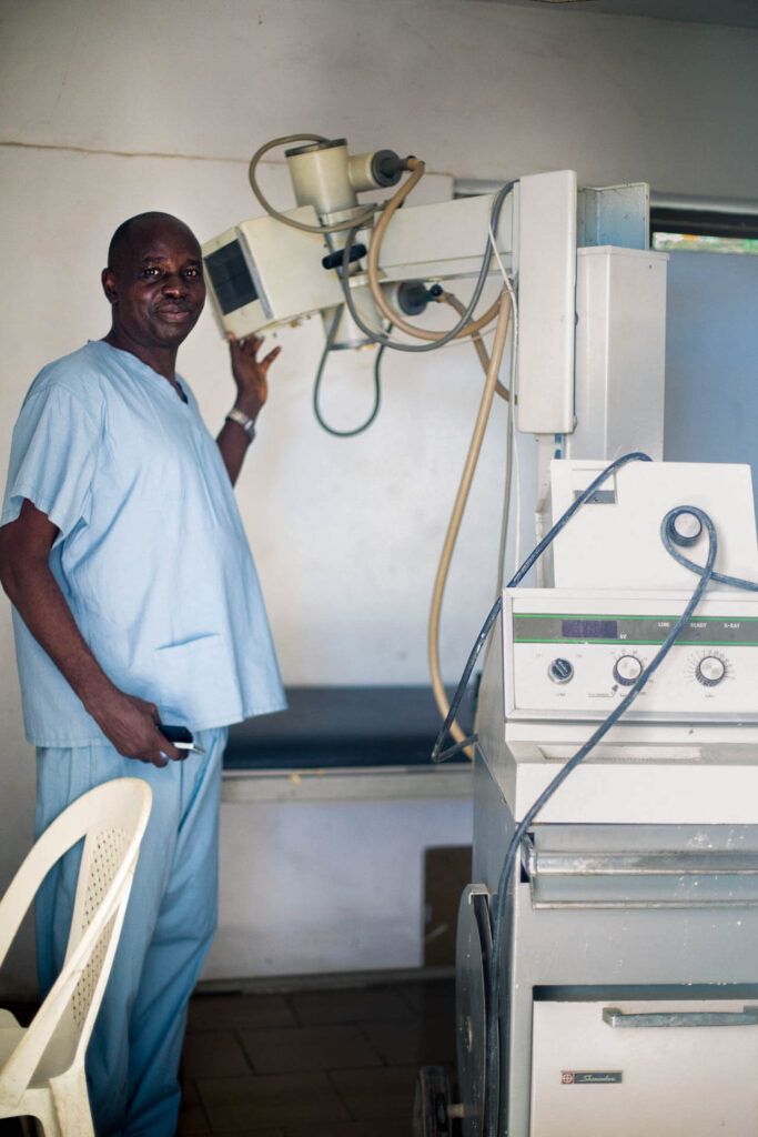 Dr. Akinpelu stands in his private hospital in Nigeria