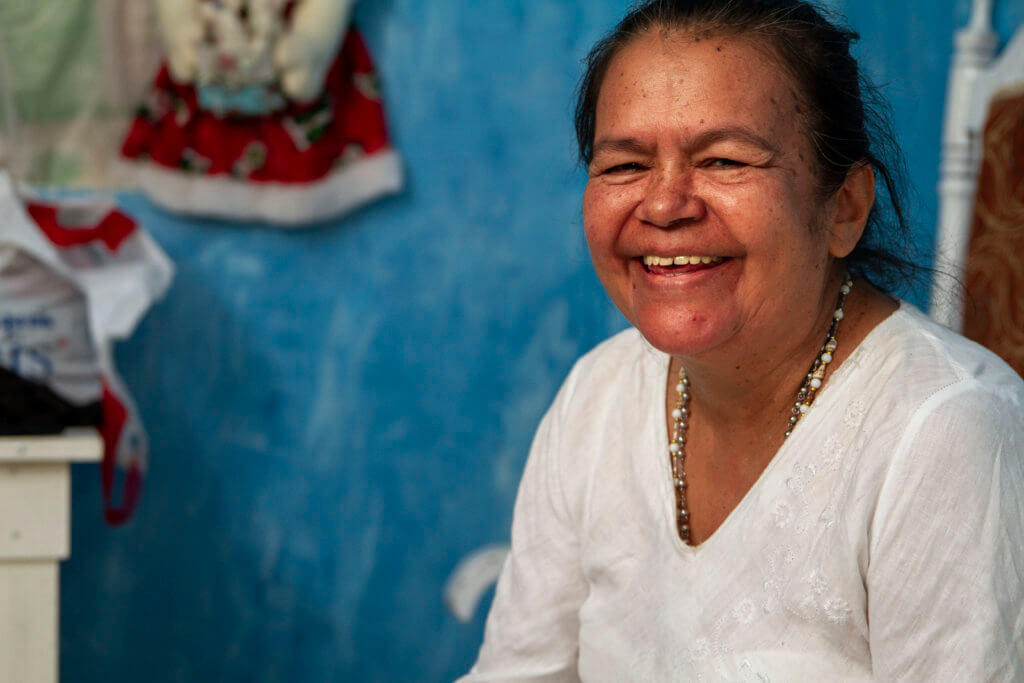 Margarita in her florist shop in Colombia