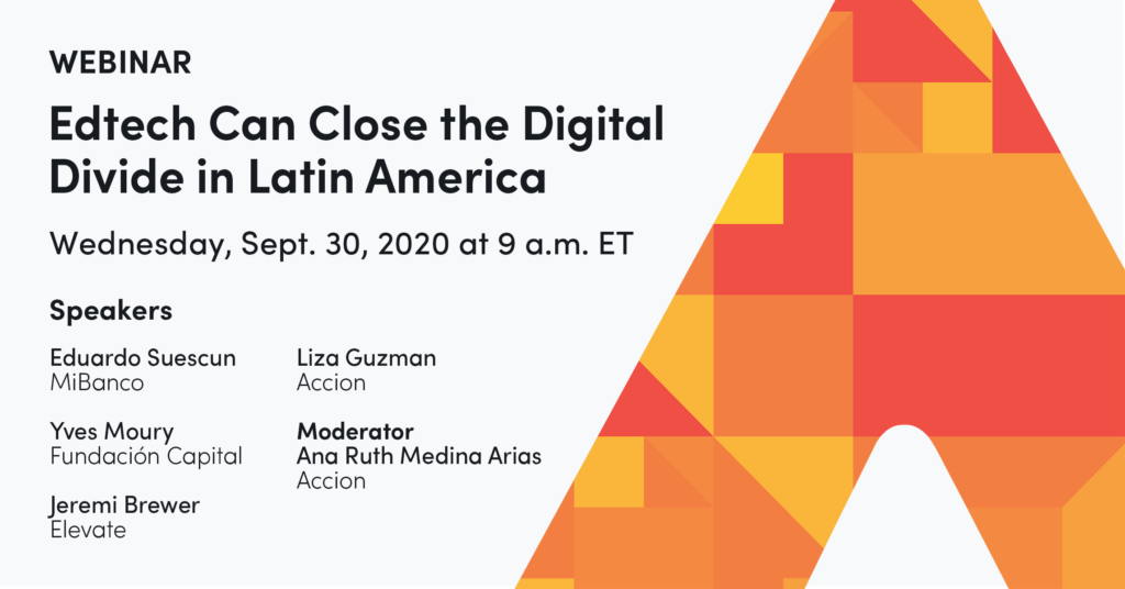 Graphic announcing webinar: Edtech can close the digital divide in Latin America