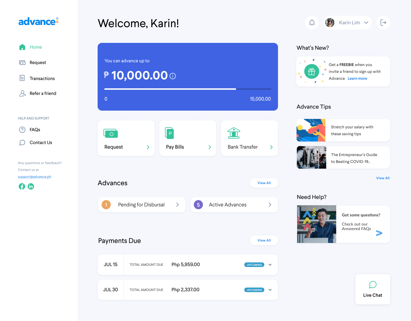 Advance's new user dashboard for release in 2021