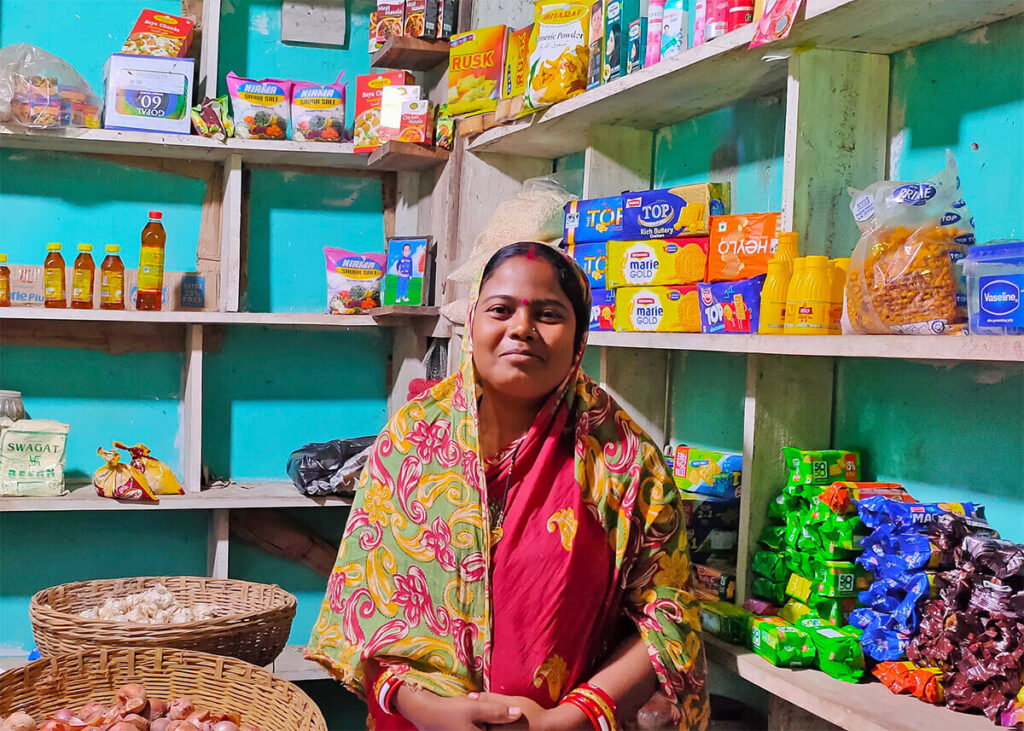 Rosina Das in her grocery store in Odisha, India