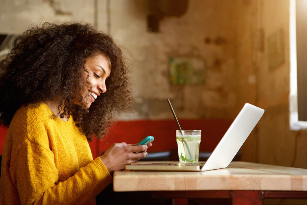 woman using tech