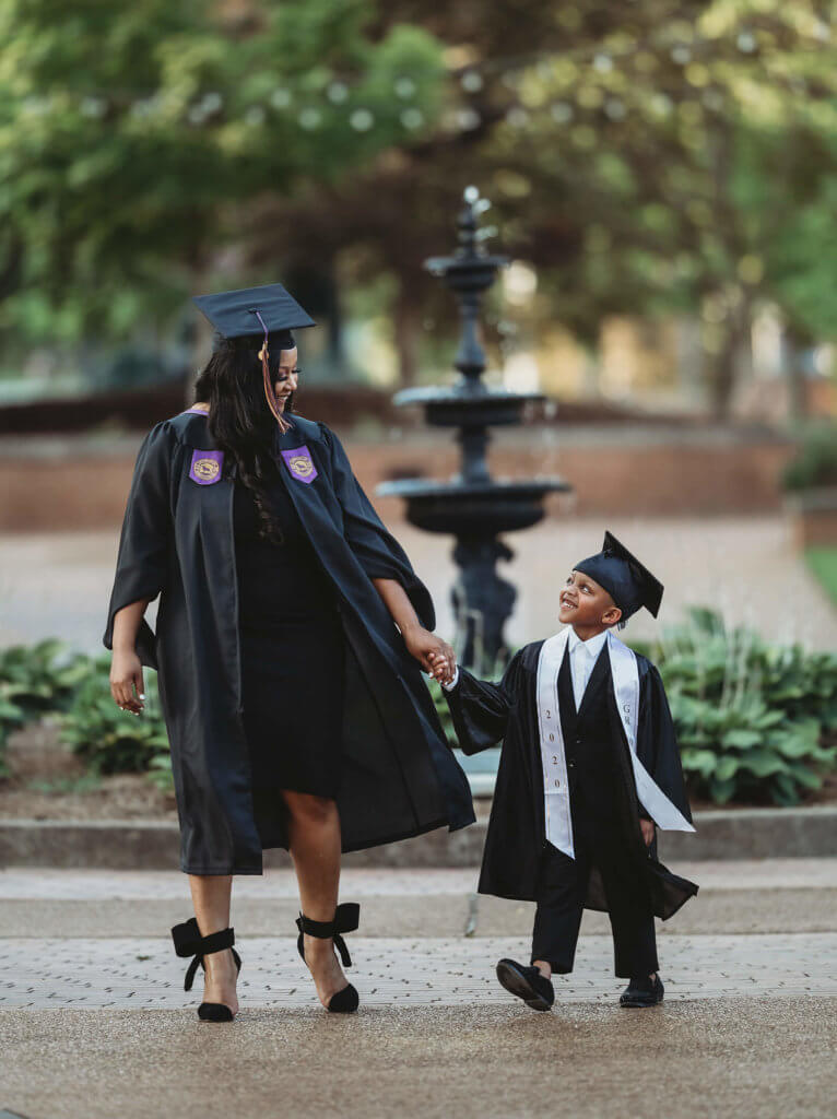 Jernessa and her son at her graduation