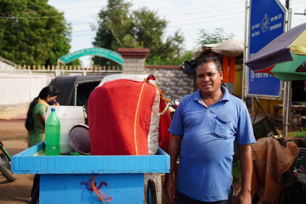 Sadashiva Das operates a food stall in the market area of Khurda in eastern India