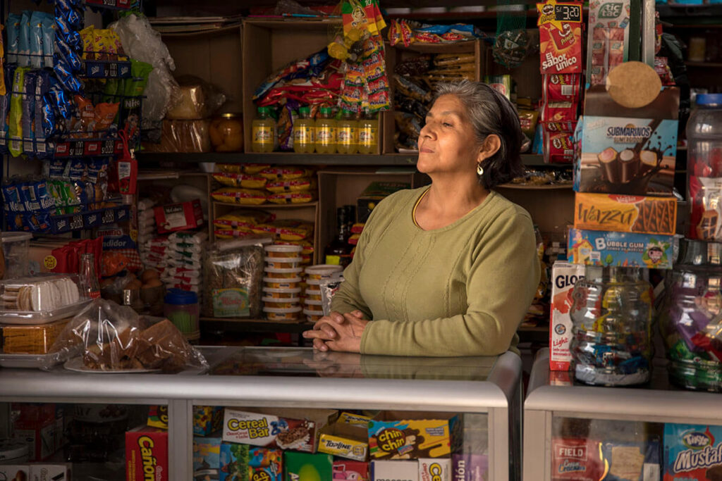 Maria Ramos at her store in Peru