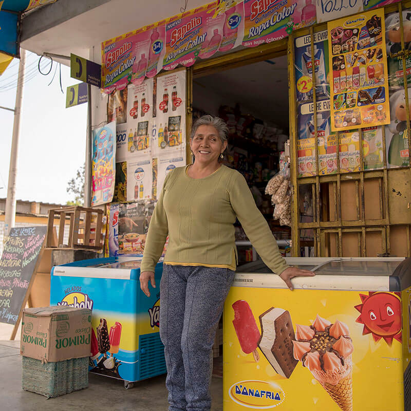 Maria Ramos at her store in Peru