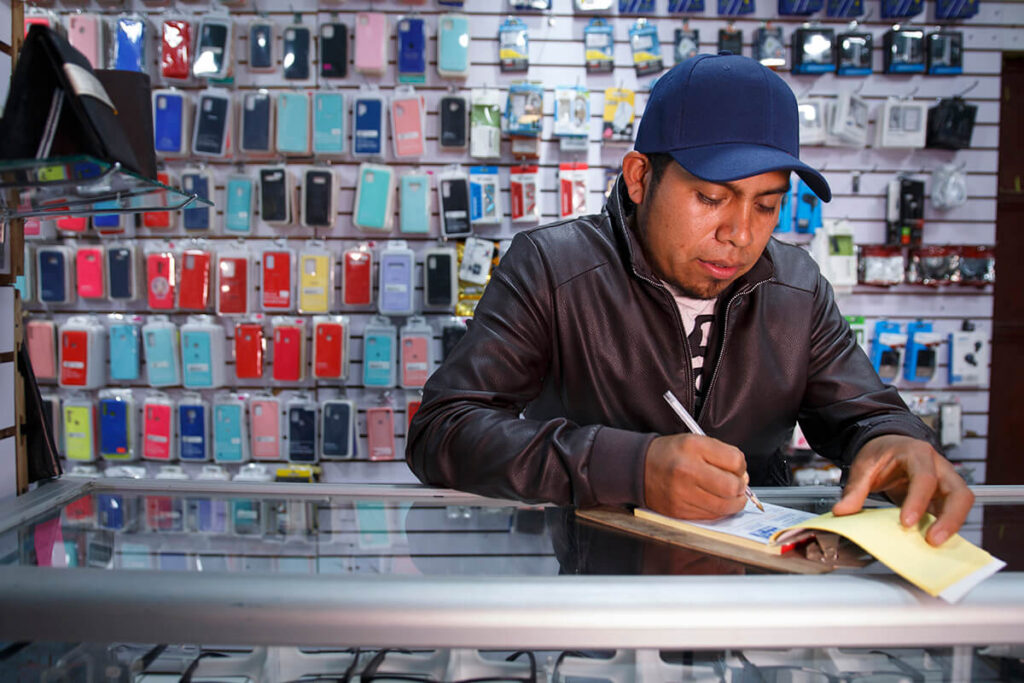 Santos in his shop in Guatemala