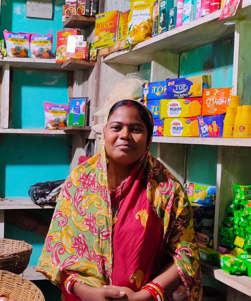 Rosina Das sits in her shop