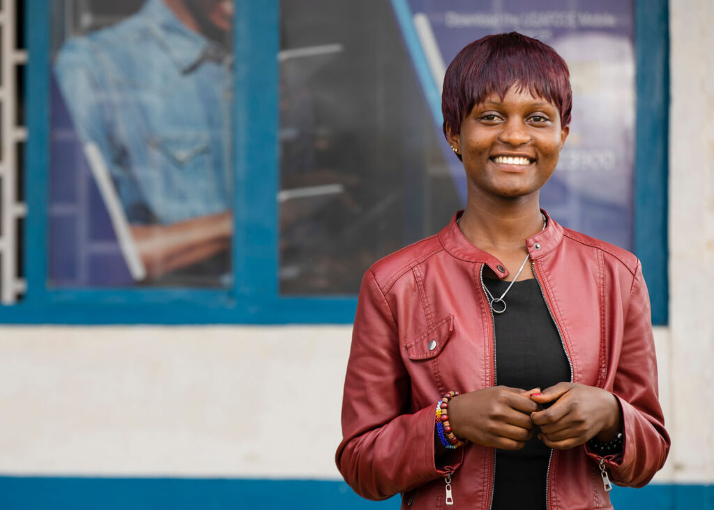 Marie working at UGAFODE in Uganda