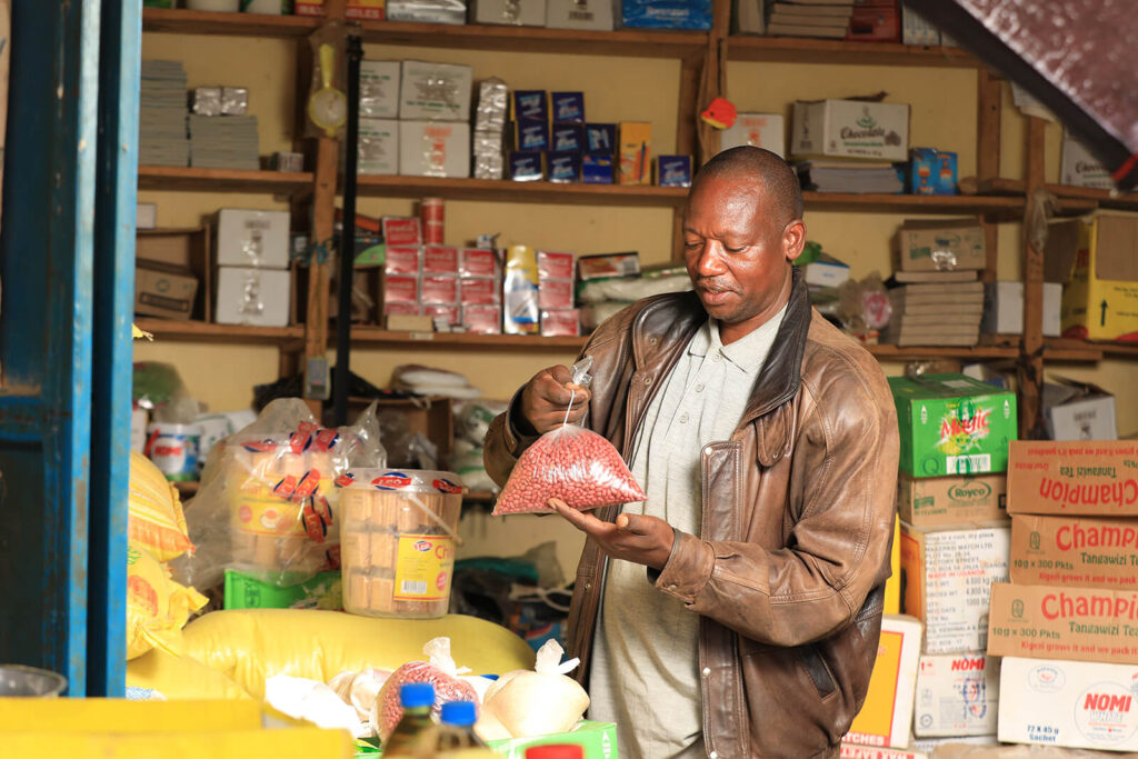 Havugimana at his store in Uganda