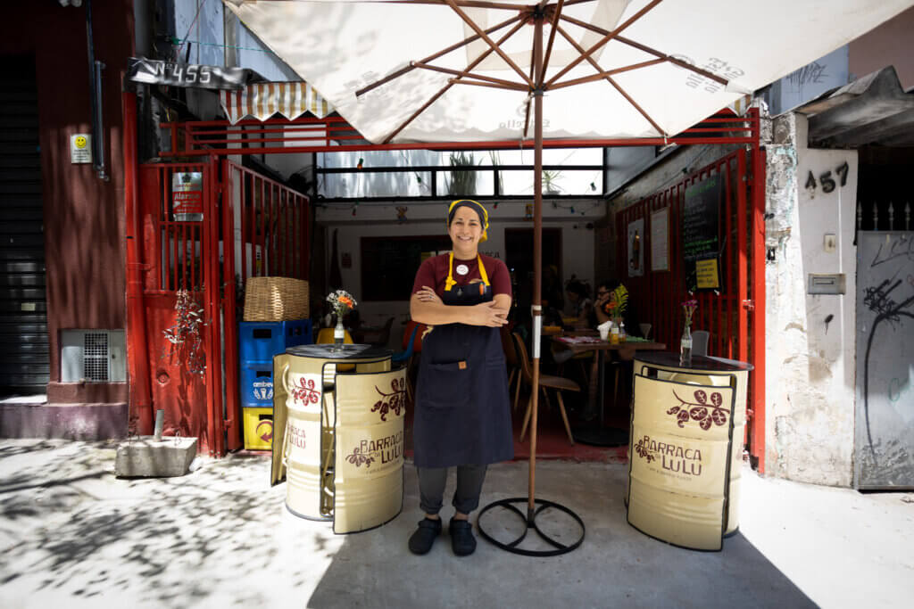 Luciana in her restaurant