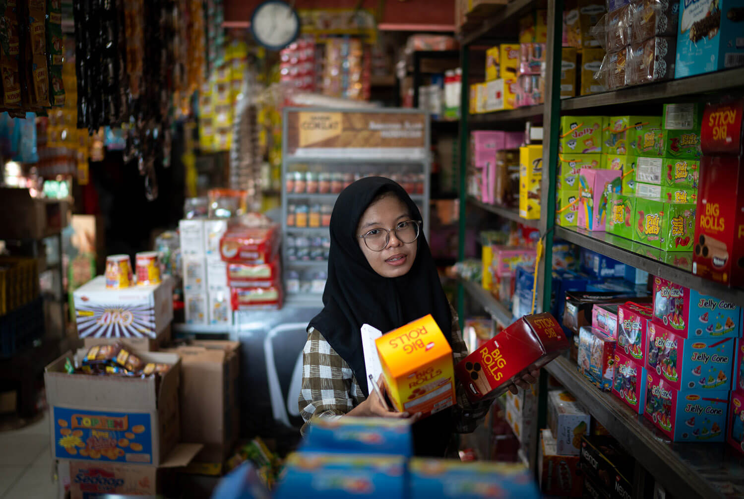 Amelia at her shop in Indonesia