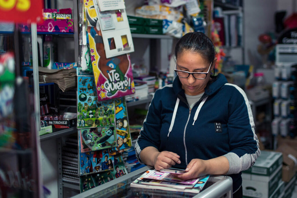 Catalina in her shop in Colombia