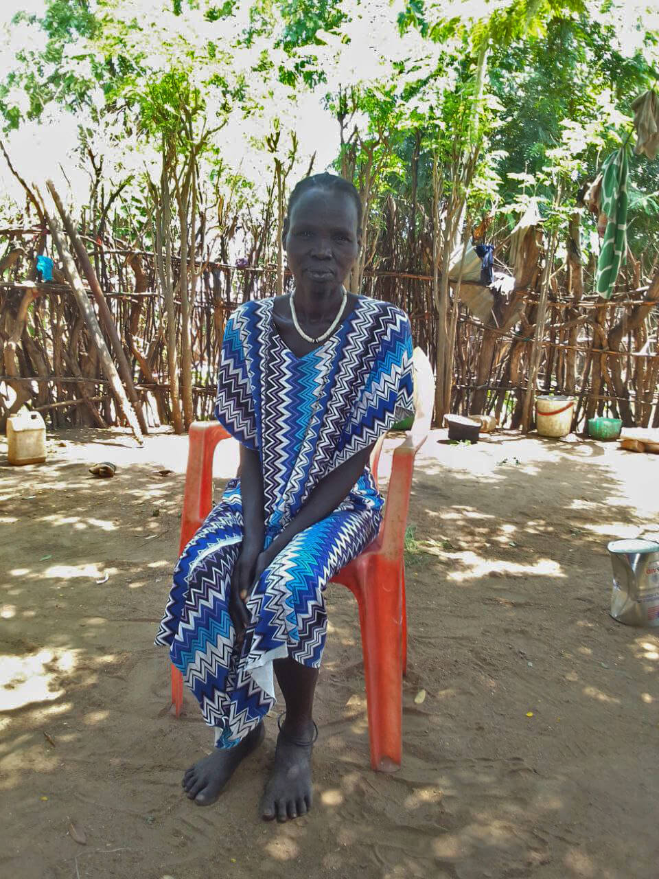 Nyagun outside of her residence in Ethiopia