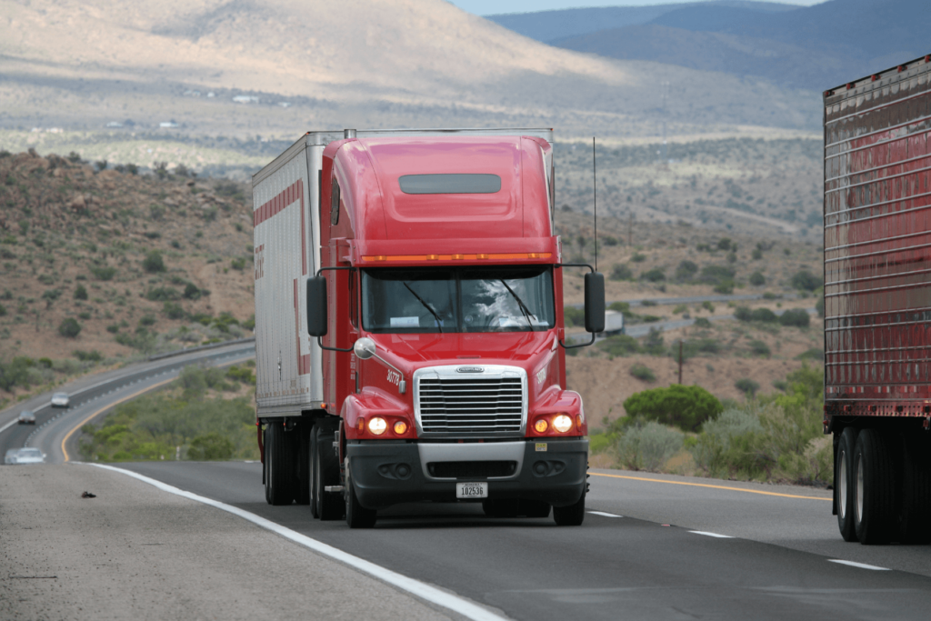 Freight truck driving