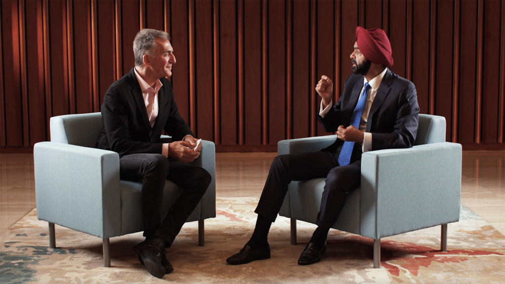 Ajay Banga and Michael Schlein during Financial Inclusion Week