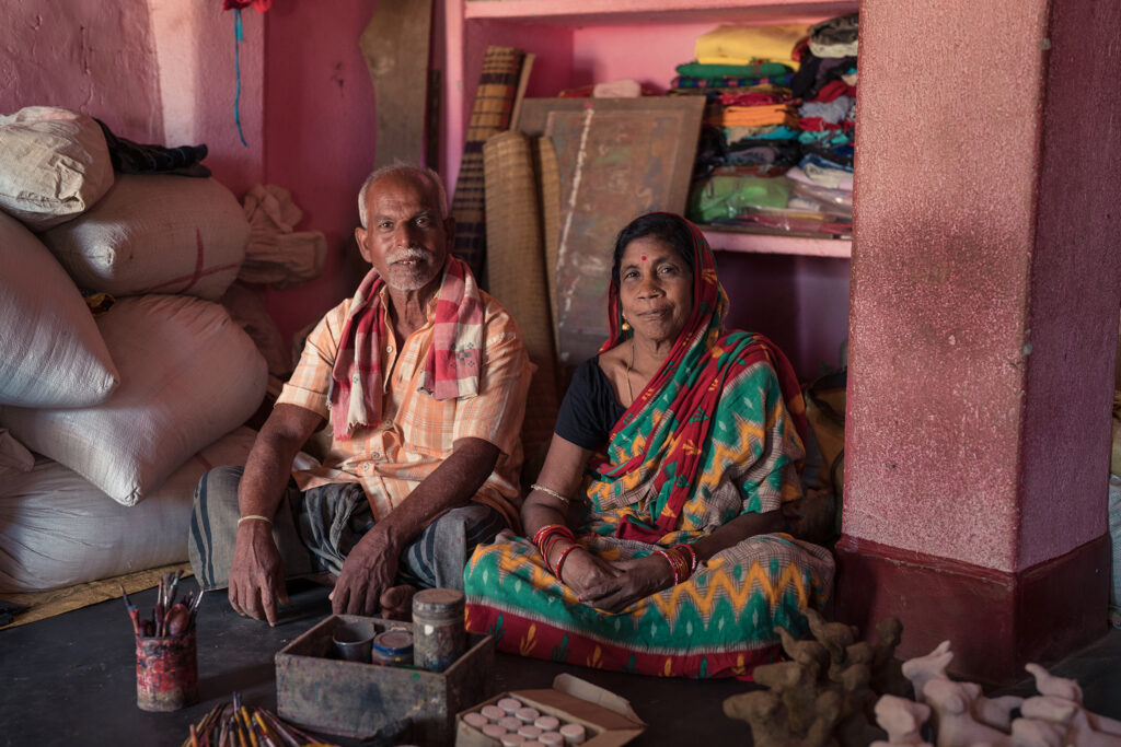 Manjulata and Charan in their workshop in rural Odisha, India