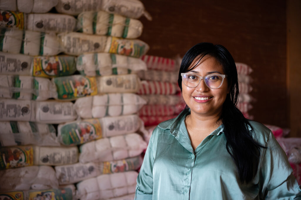 Roselin at her food distribution business in Bolivia