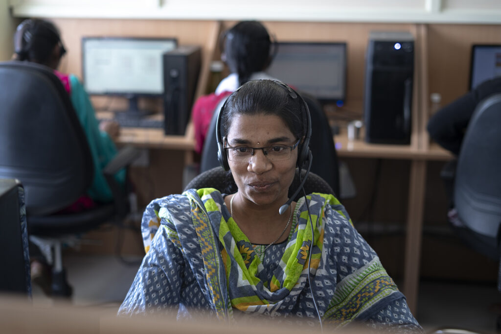 Indhu at her desk at Vindhya