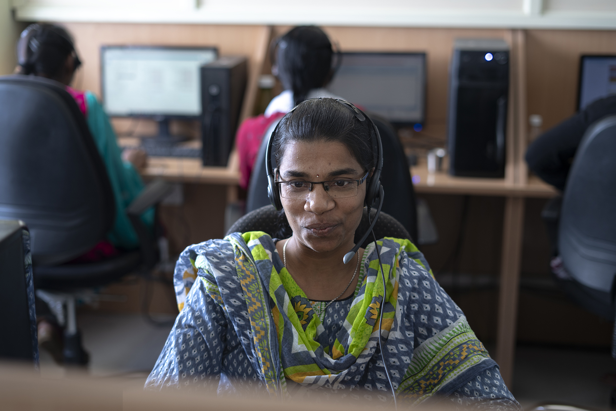 Indhu at her desk at Vindhya