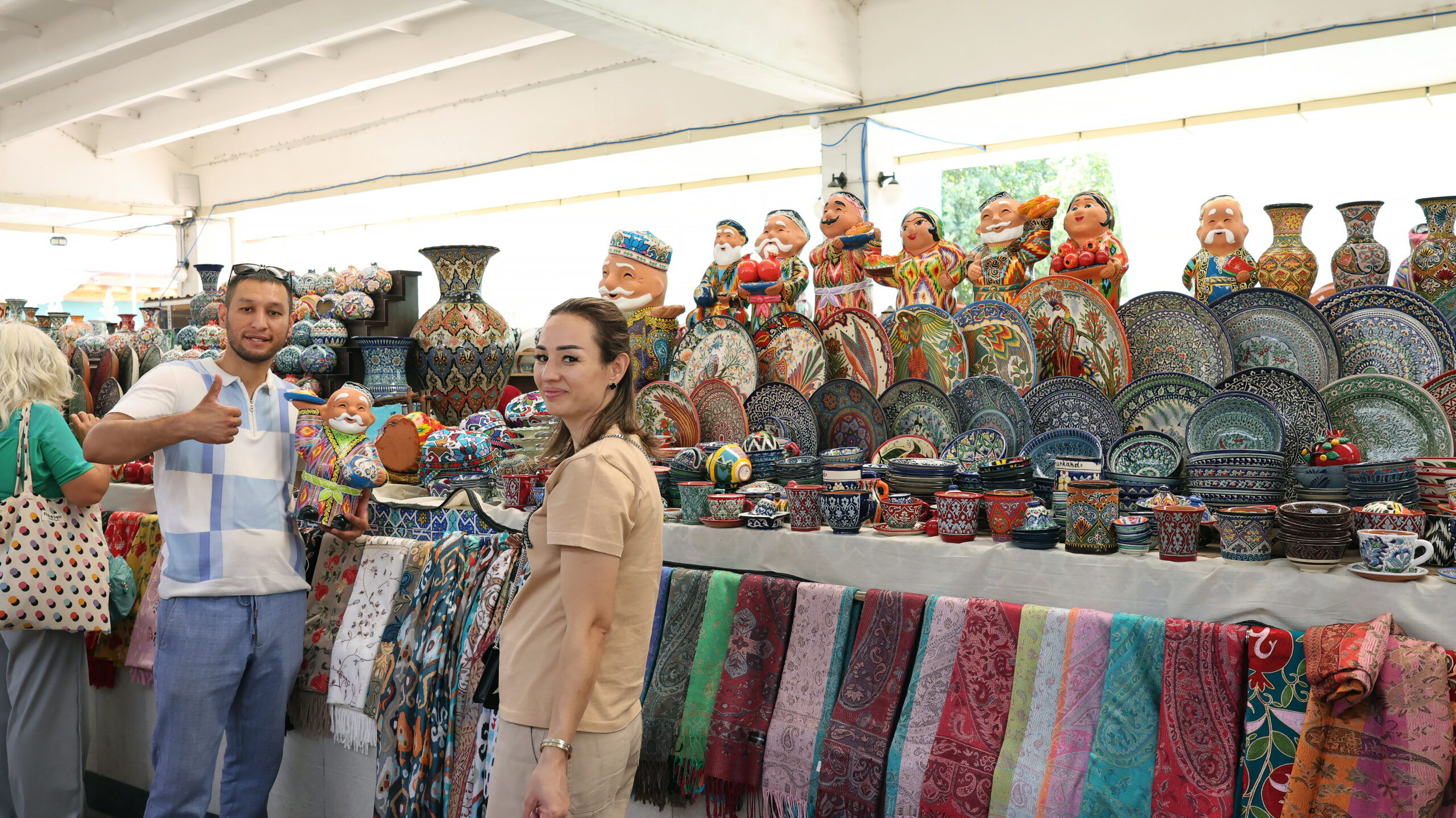 A local vendor displays his wares at a market in Samarkand, Uzbekistan.