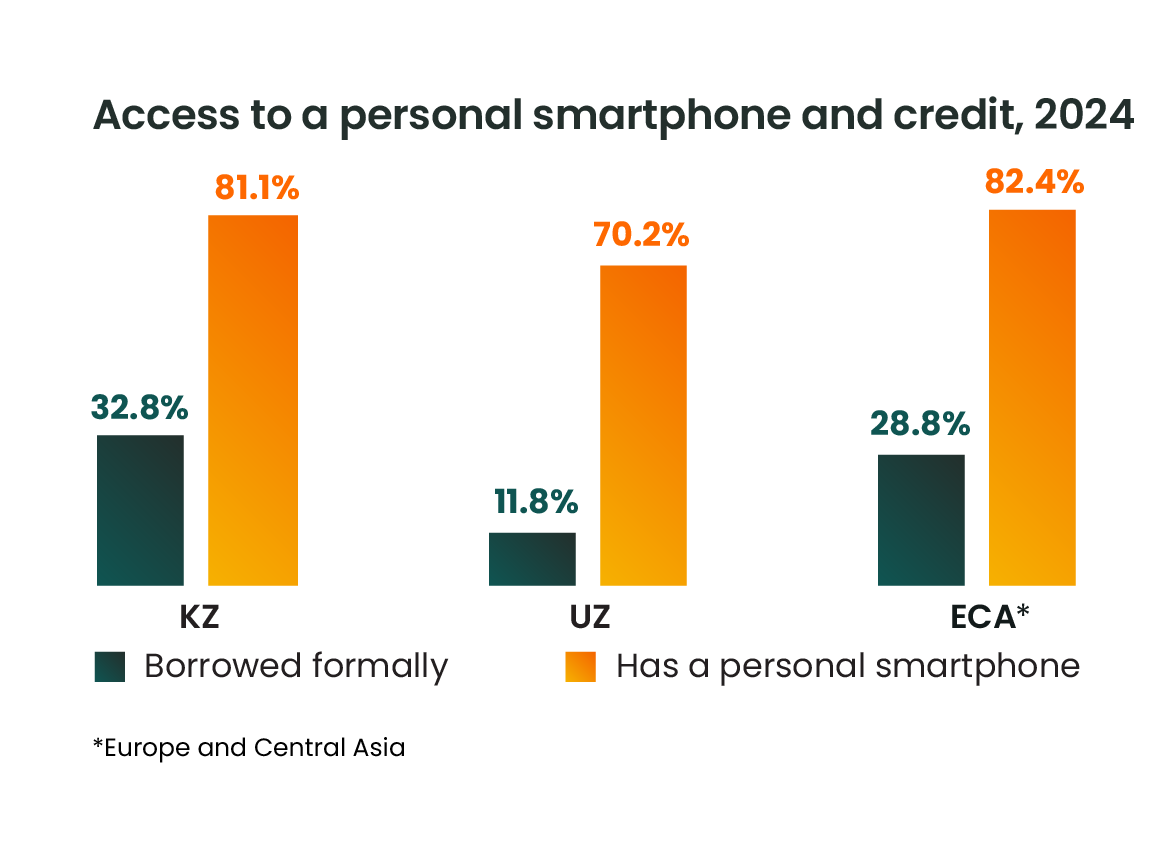 Access to a personal smartphone and credit, 2024