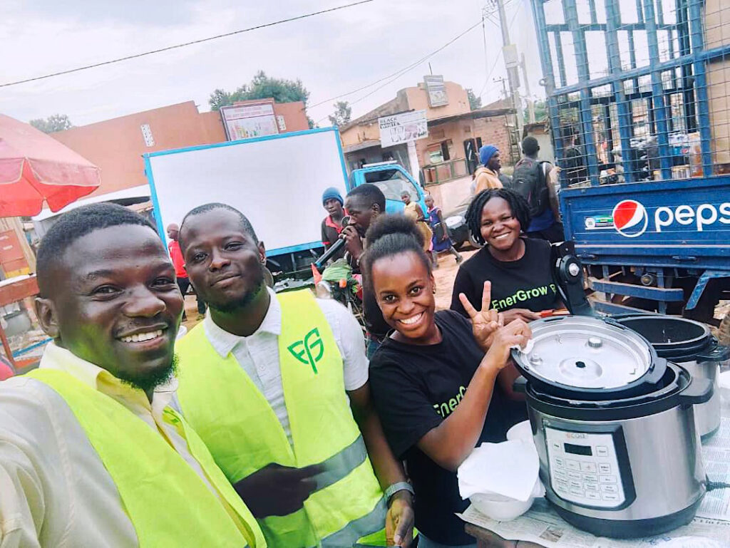 Energrow team members at pressure cooker demo